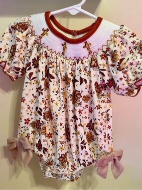 Smocked Floral Baby Romper